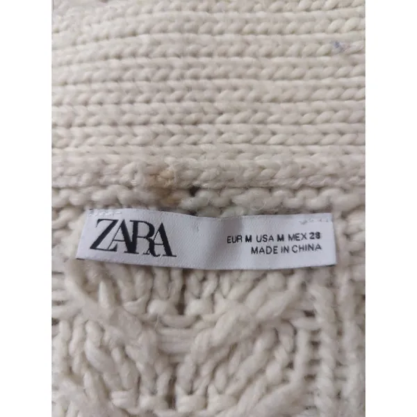 Zara Wool Blend Chunky Cream Button Down Oversized Cozy Cardigan Women's‎ Medium - Image 8