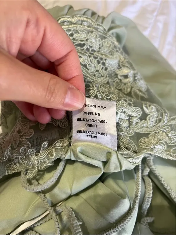 Azazie Ginger Agave A-Line Halter Pleated Chiffon Dress Size XS - Image 9