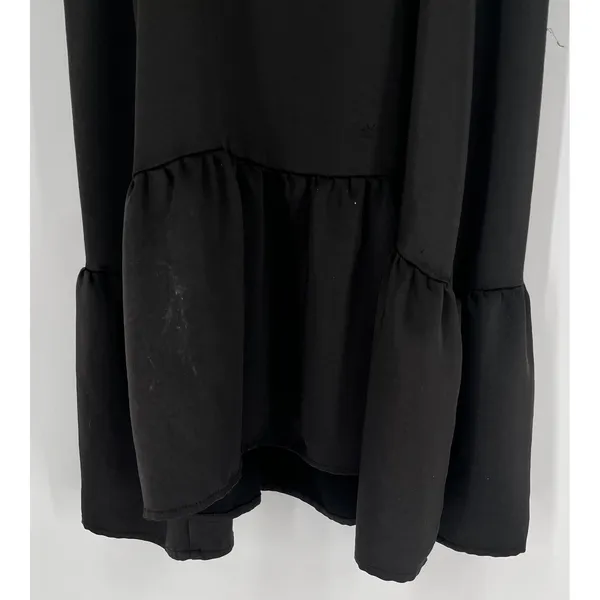 NINE WEST Ruffle Hem Dress Womens XXL Black Spaghetti Strap V-neck LBD Goth Chic - Image 5