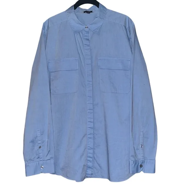 Ann Taylor Weekend Collection Chambray Utility Pocket Tunic Shirt Size XL - Image 2