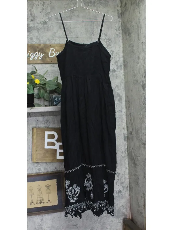 Universal Thread Button-Front Smocked Maxi Sundress 94442789 Black L - Image 2