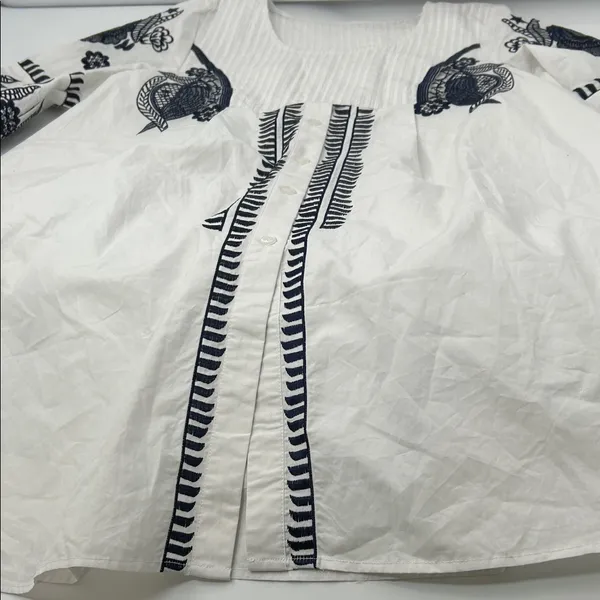 Embroidered White and Black Mini Dress - Image 12