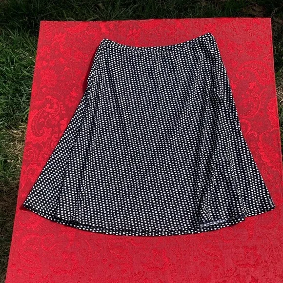 Amanda Smith Skirt Size Medium Black White Polka‎ Dots Flared Vintage Spring - Image 2