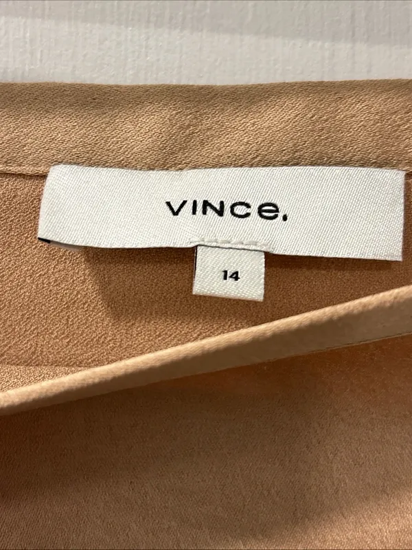 Vince Women’s Mixed Media Panel Asymmetrical Skirt Size 14 Gold Satin NWOT - Image 4