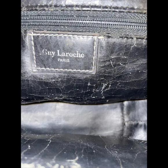Vtg ‎ Guy Laroche Paris shoulder Crossbody Leather Purse Black 9”x6”x4” - Image 8