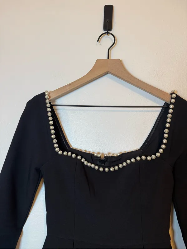Odd Muse The Ultimate Pearl Mini Dress in Black - Image 3