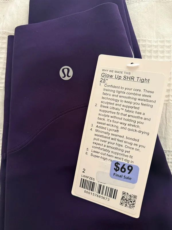NWT Lululemon Glow Up SHR Tight 25” Leggings | Size 2 | Deep Luxe Purple - Image 2