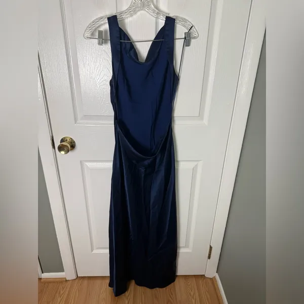 Reformation Corey Satin Dress in Danube L - Image 5