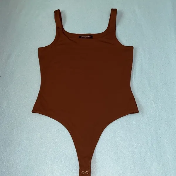 BANANA REPUBLIC tank top bodysuit thong snap style rich dark brown NEW size S - Image 3