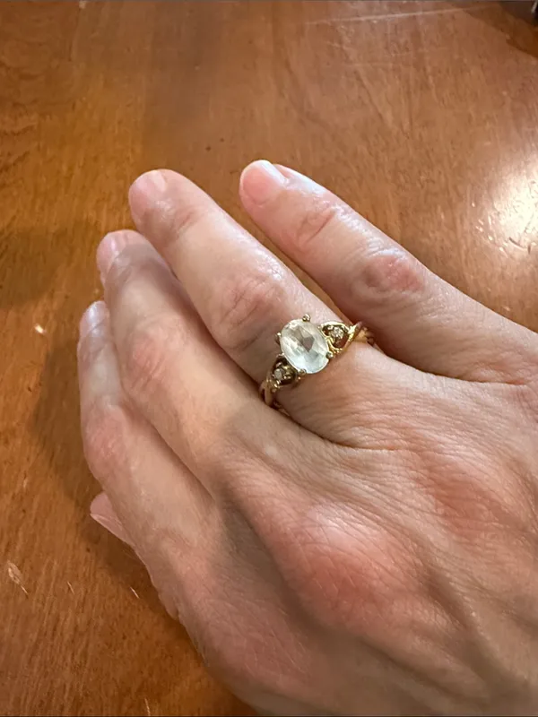 Vintage Victorian-Inspired 14K HGE Ring with Oval Moonstone Size 7 1/2 - Image 8