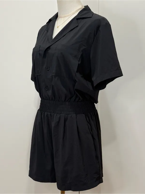 Vuori Villa Romper Small Black Short Sleeve Utility Athleisure Outdoors Lounge - Image 8