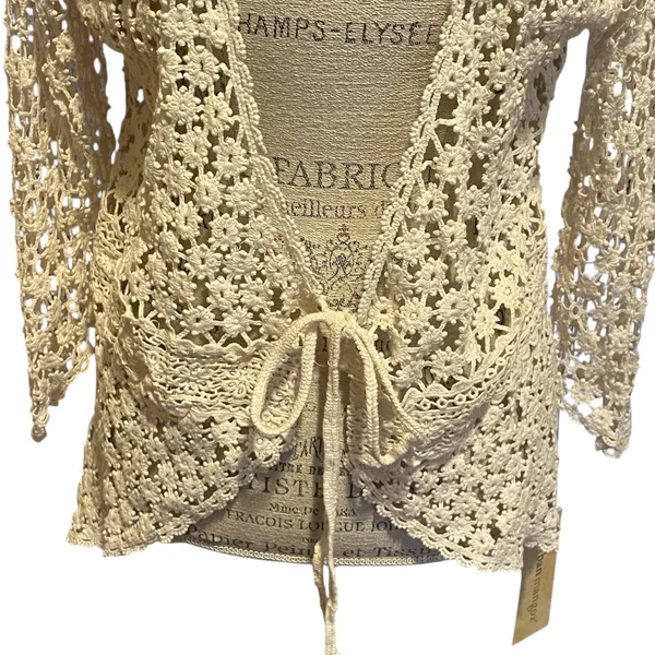 Urban Mangoz NWT Crochet Lace Tie Front Cardigan Coverup Cream X-Large - Image 3