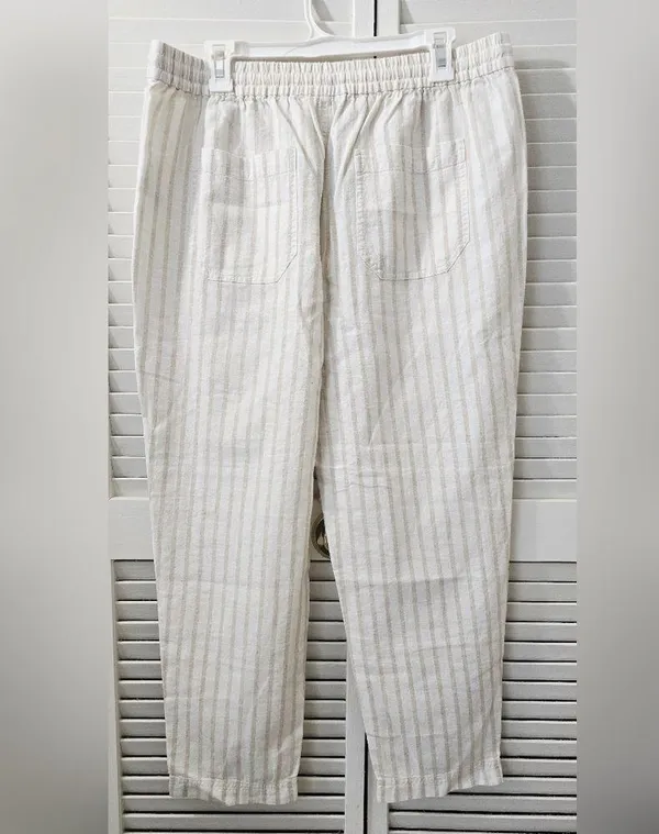 J.Crew Soleil pant in striped linen Size L - Image 5