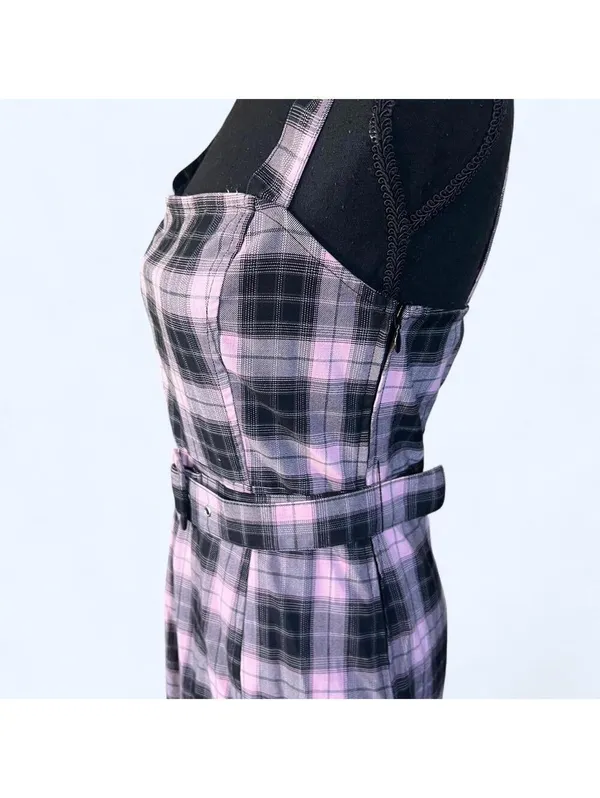 vintage y2k pink black plaid coquette fairy mini dress size small 🎀 - Image 6