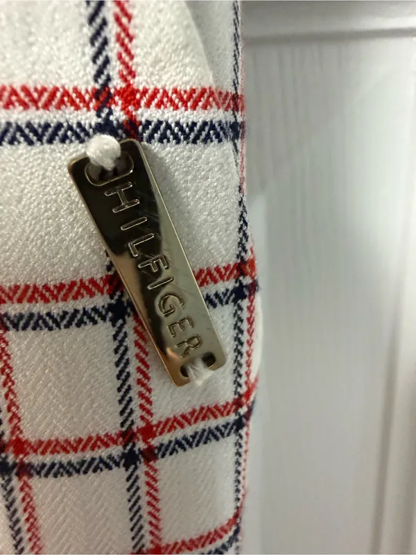 Tommy Hilfiger White and Red Checked Straight Leg Pants - Image 3