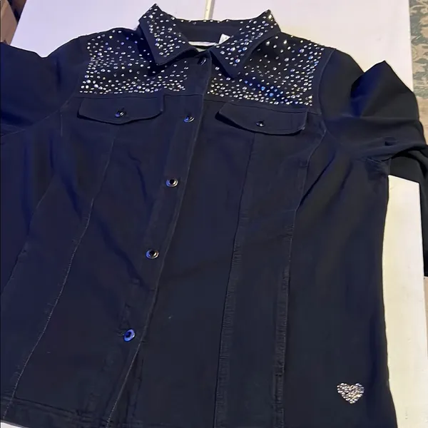 Quacker Factory Black Utility Jacket with Rhinestone Embellishments - Image 15