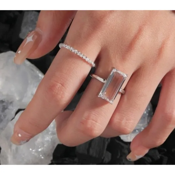 NEW Dainty‎ Diamond Cut White Gold Plated Silver Bendy Ring, Size 5 - Image 2