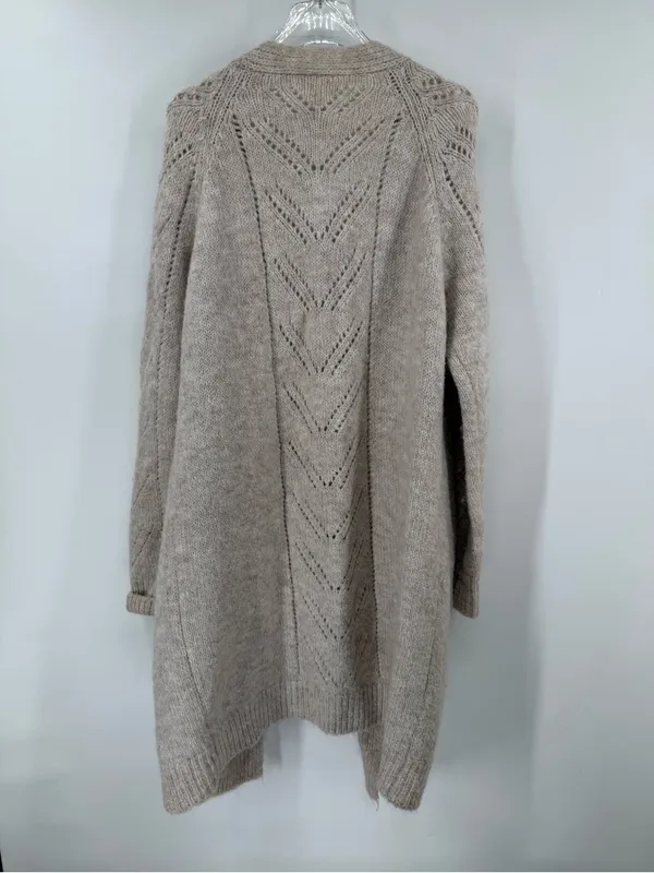 POL Diamond Eyelet Pattern Open Knit Cardigan size large - Image 4