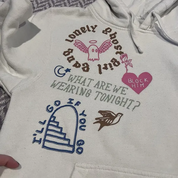 Lonely Ghost Girl Gang White Scrawl Sweatshirt Hoodie / Size Small - Image 9