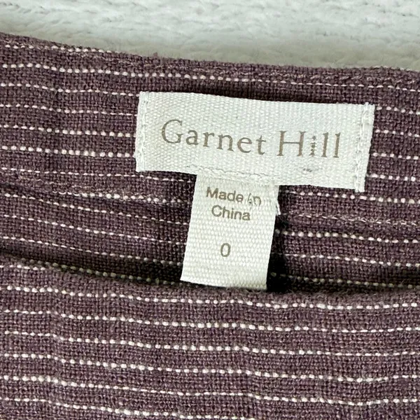 Garnet Hill Womens 0 Plum Striped 100% Linen Drop Waist Shift Dress 45889 - Image 2