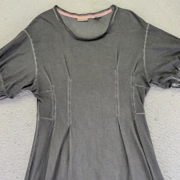 HOLDING HORSES Anthro Gray Tencel Cotton Maxi‎ Dress Short Sleeve Side Slits XS - Image 3