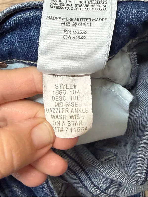 MOTHER The Mid Rise Dazzler Ankle‎ Jeans in Wish On A Star size 24 - Image 6