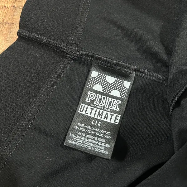 PINK Victoria's Secret Large Black Ultimate Cropped Leggings Capri Gym Workout - Image 3