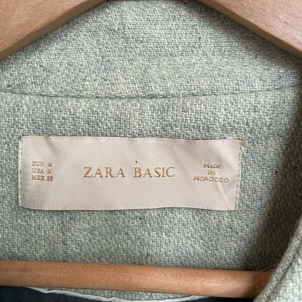 Zara Basic Collarless Wool Peacoat in Mint Size Medium‎ - Image 4