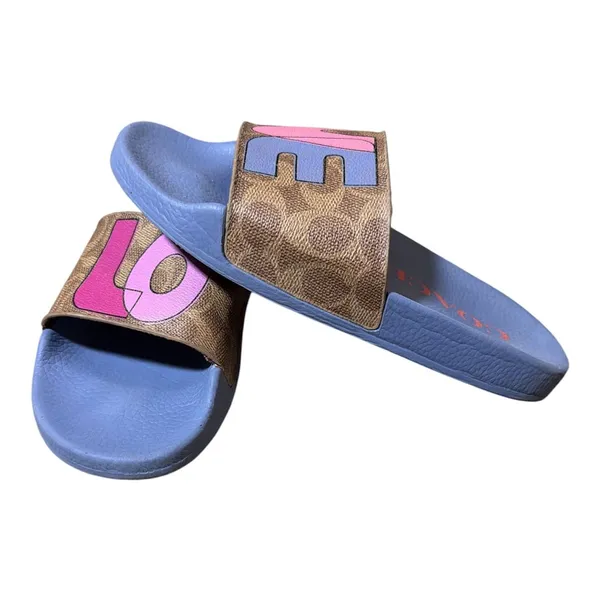 Coach Udele Sport Slide Love Size 7 Signature Canvas Sandals - Image 2