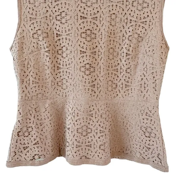 Ann Taylor Lace Sleeveless Top in Beige - Image 6
