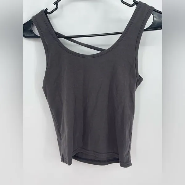 Women's‎ activewear, crop workout, shirt, size small, gray - Image 2