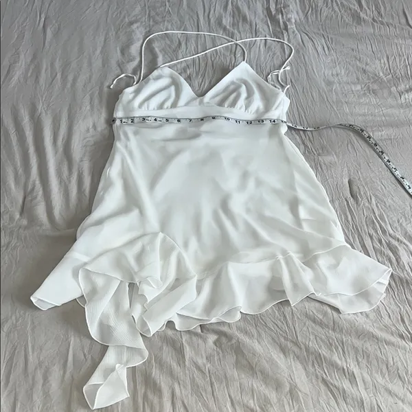 Zara White Ruffle Hem Dress‎ - Image 7
