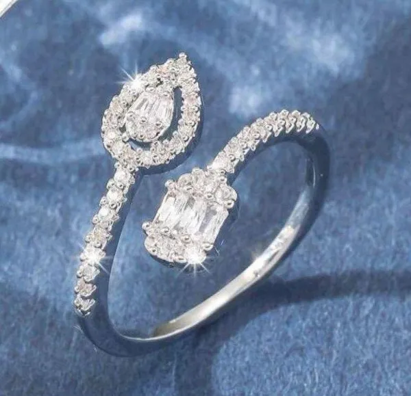 Boutique Water Drop Cubic Zirconia Cuff Ring  - Image 2