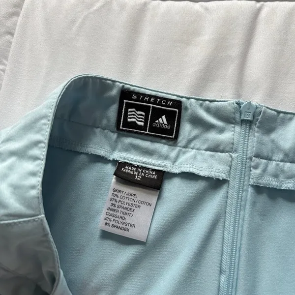Adidas Golf‎ Tennis Stretch Skirt Skort Womens Size 12 Blue Pockets Logo Active - Image 6