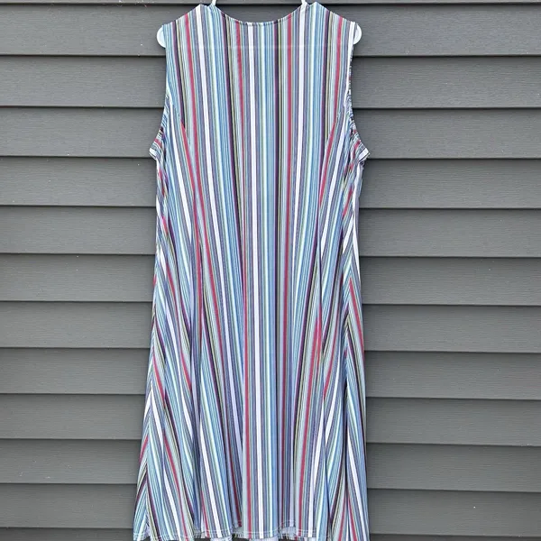 Shoreline Women's Sleeveless Striped Maxi Dress Zip Front Stretch Colorful XL - Image 3