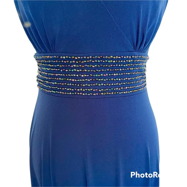AGB Dress Sz 6 Blue Rhinestones Festival Evening Party Elegant Cocktail Retro - Image 6
