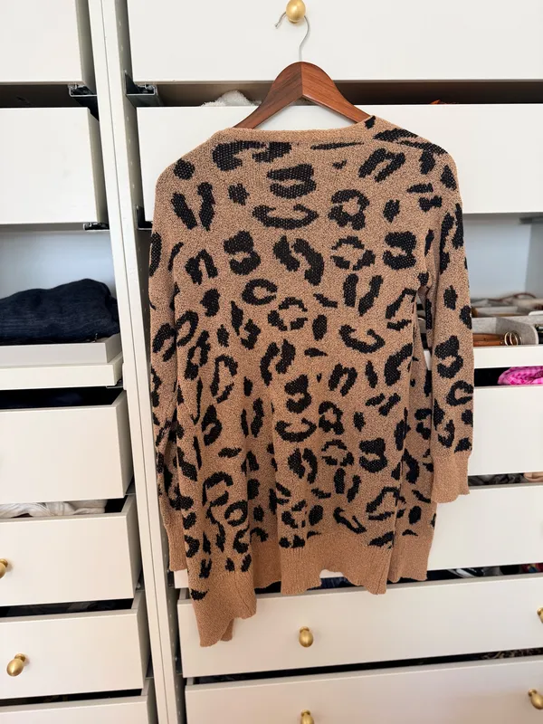 SheIn Black and Tan Leopard Cardigan - Image 3