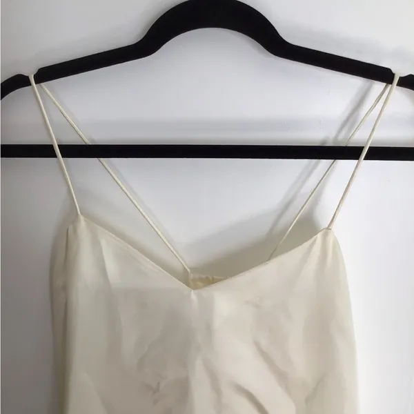 Vintage Acetate White‎ Satin Cami Camisole Tank Midi Slip Dress Sz 8 - Image 2