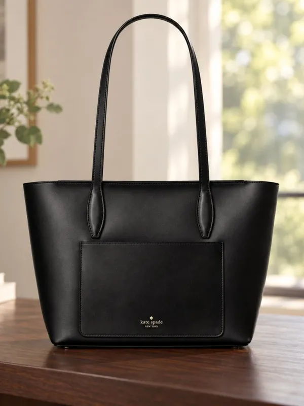 Kate Spade Black Refined Grain Leather Spade Logo Tote Bag NWT - Image 4