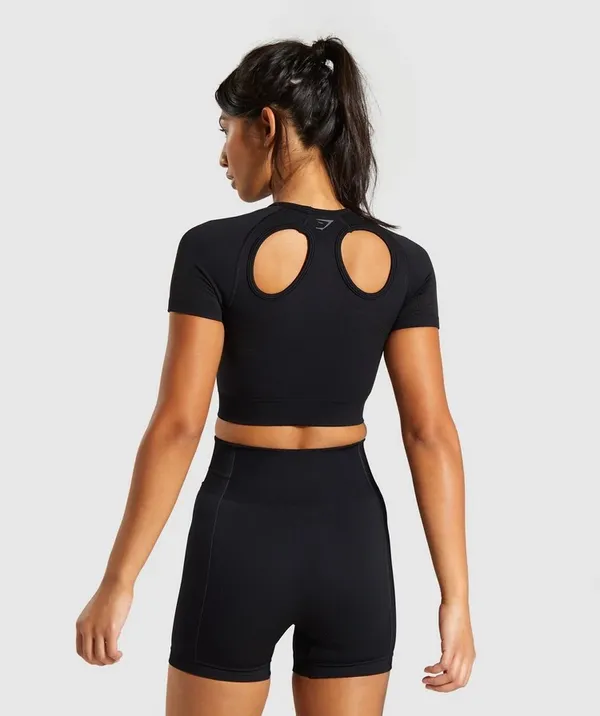 Gymshark Ultra Seamless Crop Top Black M - Image 2
