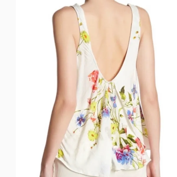 Free People On The Top Floral White Ruffled swing Tank Top sz S white - Image 2