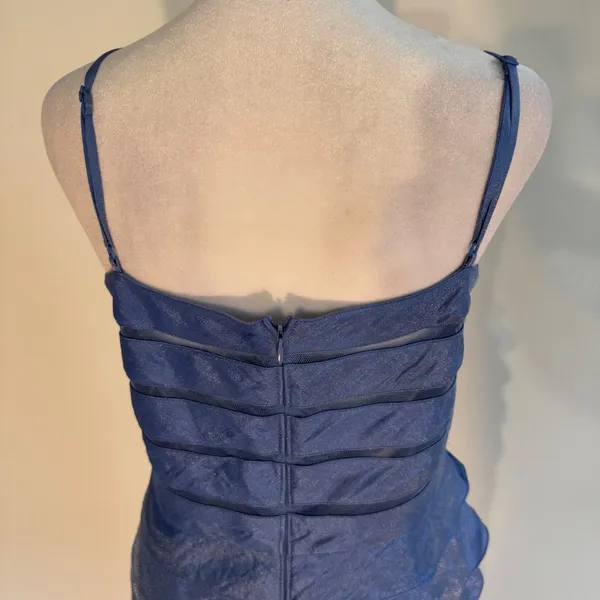 Adrianna Papell Occasions Blue Tiered Ruffle Cocktail Dress Metallic Size‎ 12 - Image 4