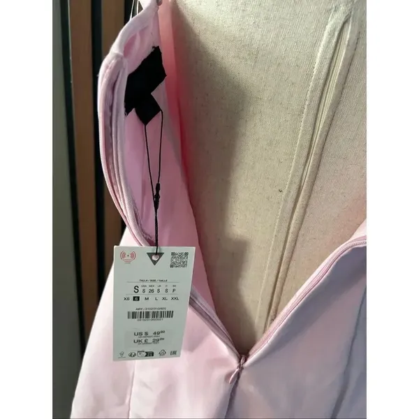 Zara pink Barbie body contour dress size S NWT short sexy - Image 5