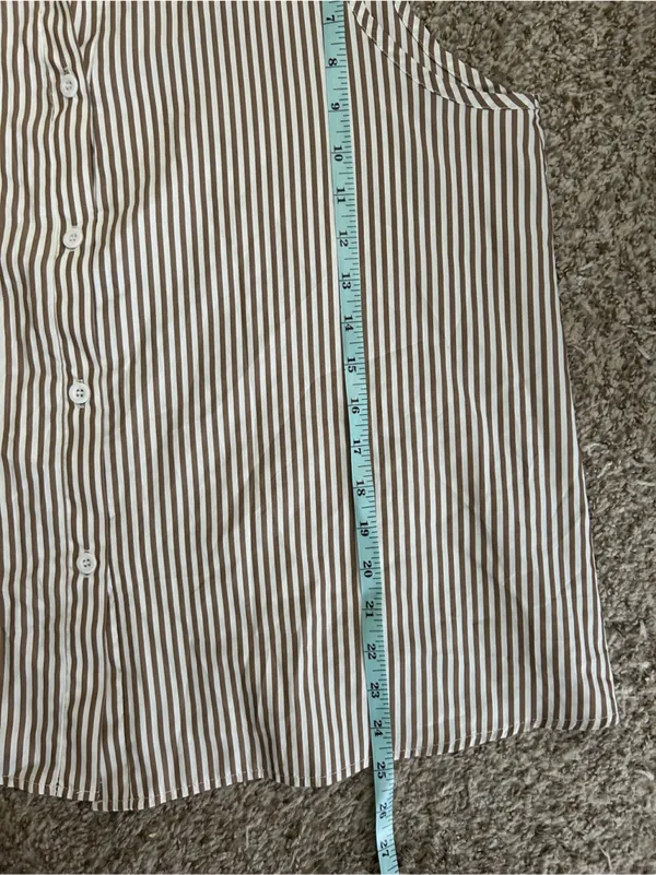 🦋 SHEIN Sleeveless Striped Button-Front Top - Brown & White Lightweight XL - Image 6