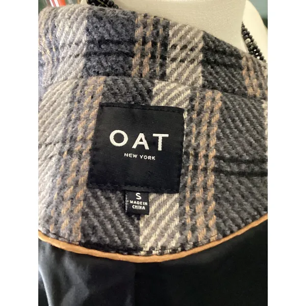 OAT New York Women Small Grey Plaid Cropped Fringe Hem Jacket 9057-GQ - Image 4