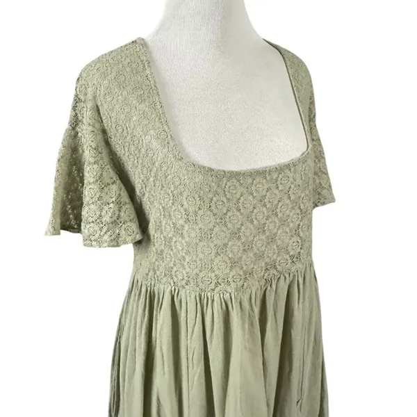 Free People Ethereal Bohemian Bring The Romance Midi Maxi Dress Stone Moss Small - Image 5