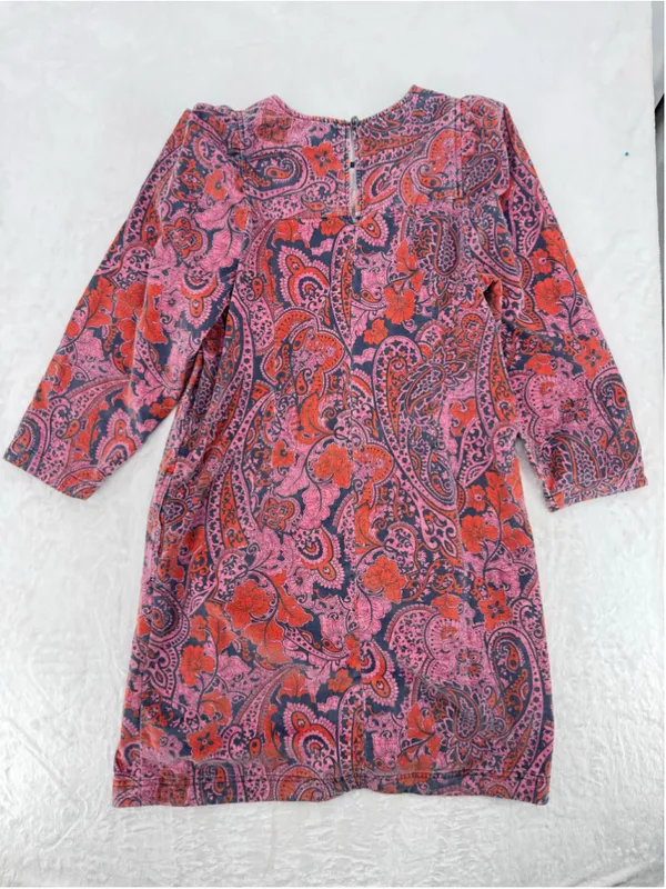 Anthropologie Dayna Paisley Corduroy Mini Dress Boho Cotton Pink Size Medium - Image 2