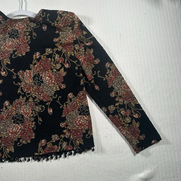 MSK Womens Whimsigoth Dark Romantic Cardigan Large Beaded Dark Floral Grunge - Image 5