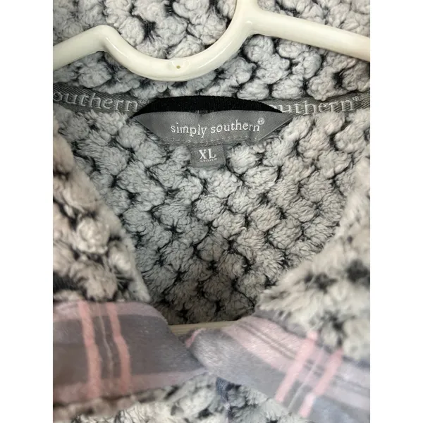 Simply Southern Sherpa Pullover Women's XL‎ Frost Gray Quarter Snap Fleece - Image 4
