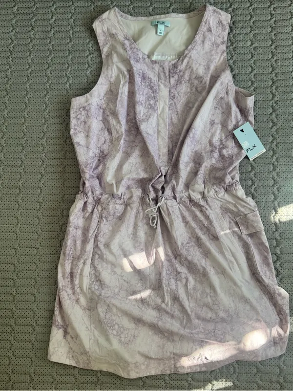 Sleeveless Lavender Tie-Waist Mini Dress with Pockets - Image 2